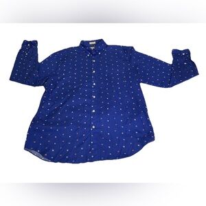 J. CREW mens Secret Wash cotton Golf Print shirt Blue Size Large